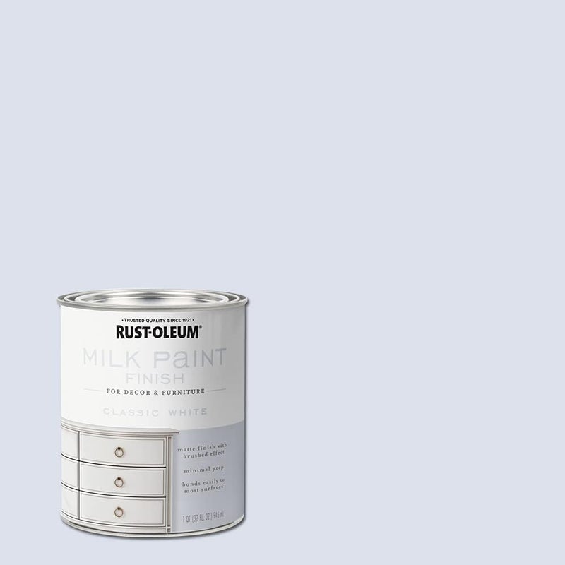 رست أوليوم طلاء حليبي من Rust-Oleum 331049-2PK، ربع لتر، أبيض كلاسيكي، 32 أونصة سائلة (عبوة من قطعتين) - Image 4